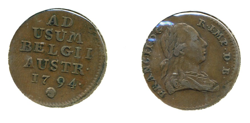 АВСТРИЙСКИЕ НИДЕРЛАНДЫ 1 ЛИАРД 1794 ЛЕОПОЛЬД II KM 56 медь 503-313