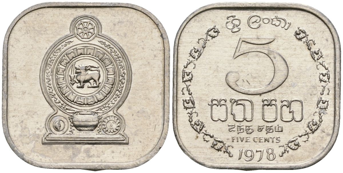 Шри-Ланка 5 центов 1978 KM 139a алюминий 4136-666