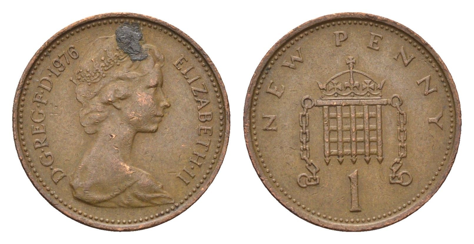 Великобритания 1 пенни 1976 Елизавета II (1952-2022) KM 915, Spink 4237 (B1) бронза 4696-747