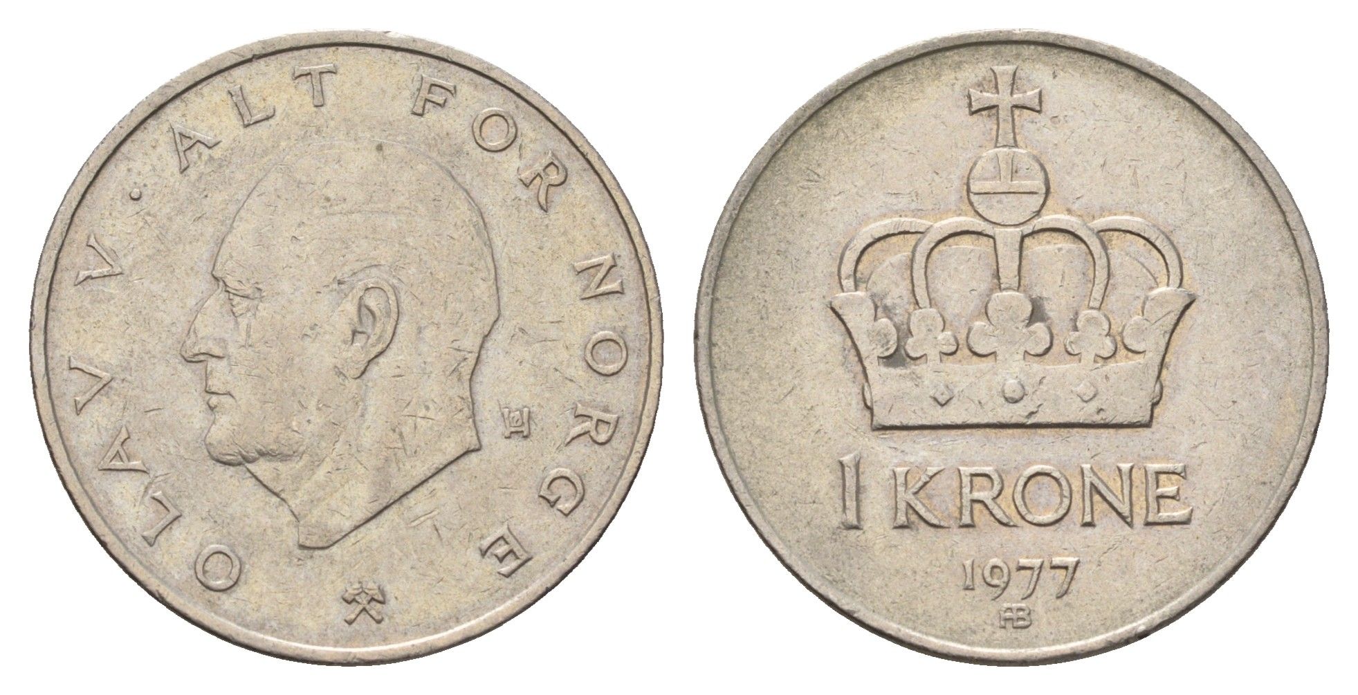 Норвегия 1 крона 1977 Улаф V (1957-1991) KM 419 медно-никель 4703-315