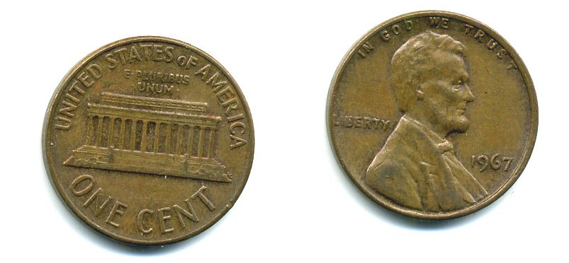 США 1 ЦЕНТ 1967 ЛИНКОЛЬН KM 201 медь цинк 76-168