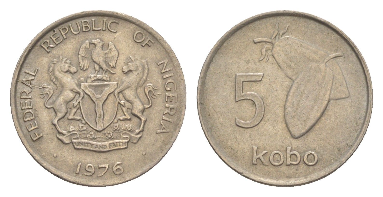 Нигерия 5 кобо 1976 KM 9.1 медно-никель aUNC 4643-658