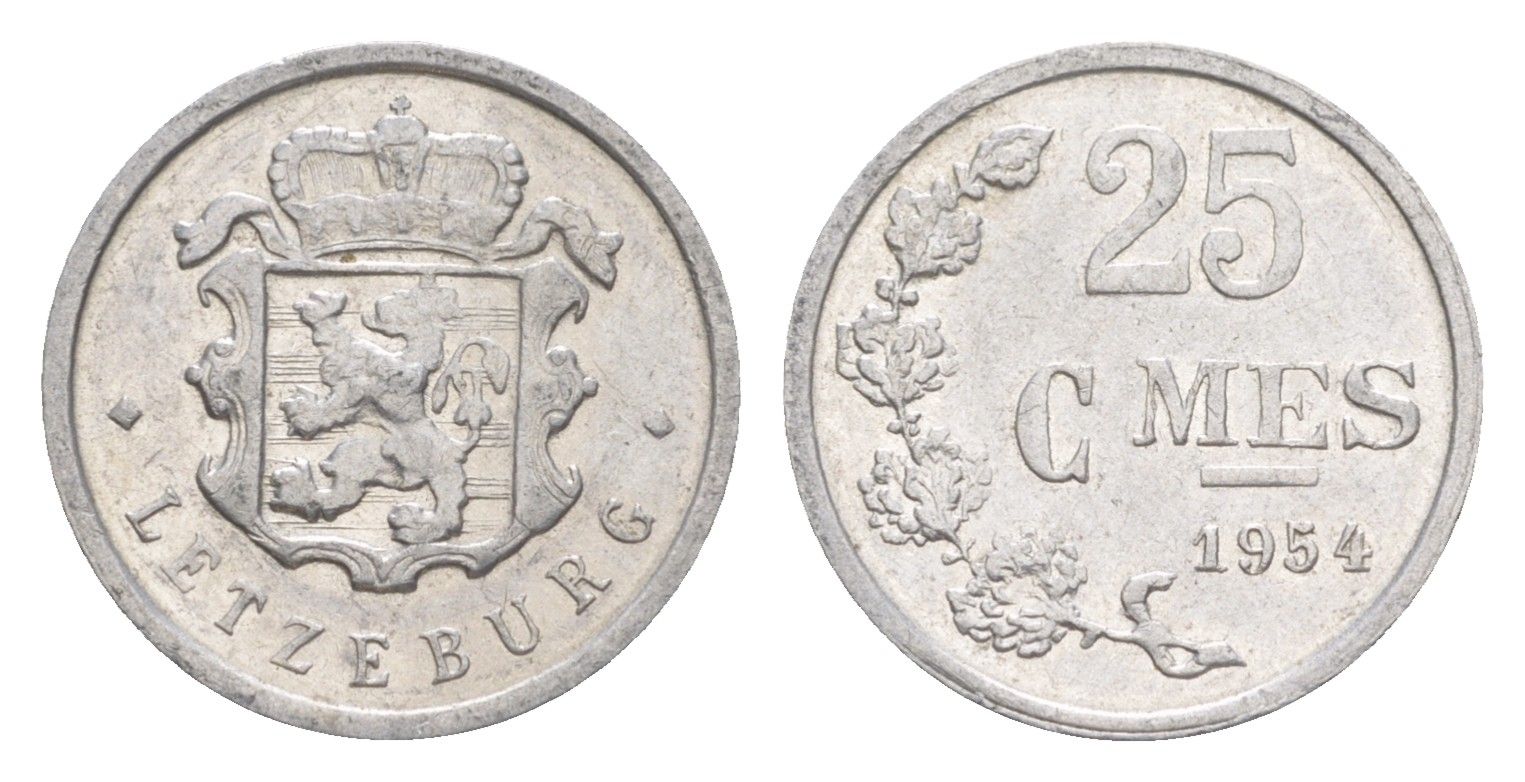 Люксембург 25 сантимов 1954 Шарлотта (1918-1964) KM 45a алюминий 4115-448
