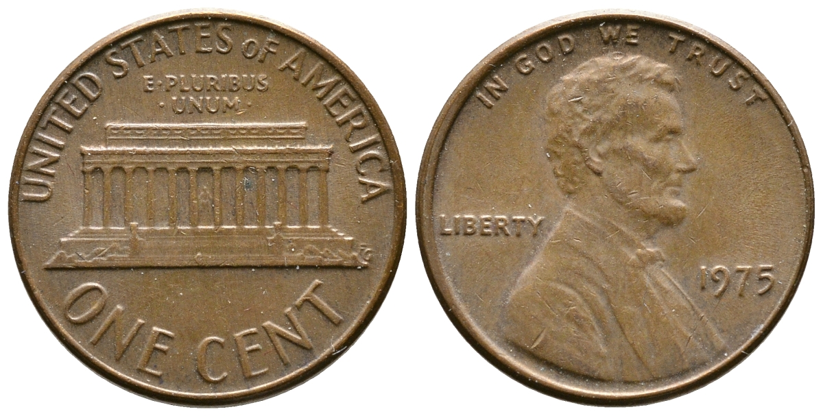 США 1 ЦЕНТ 1975 ЛИНКОЛЬН KM 201 медь цинк 93-1243
