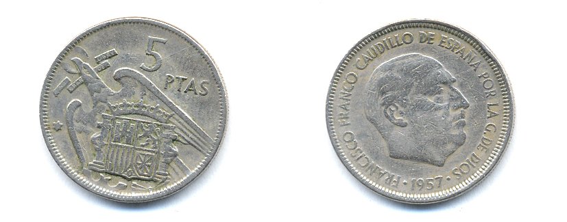 ИСПАНИЯ 5 ПЕСЕТ 1964 KM 786 медно-никель 54-1446