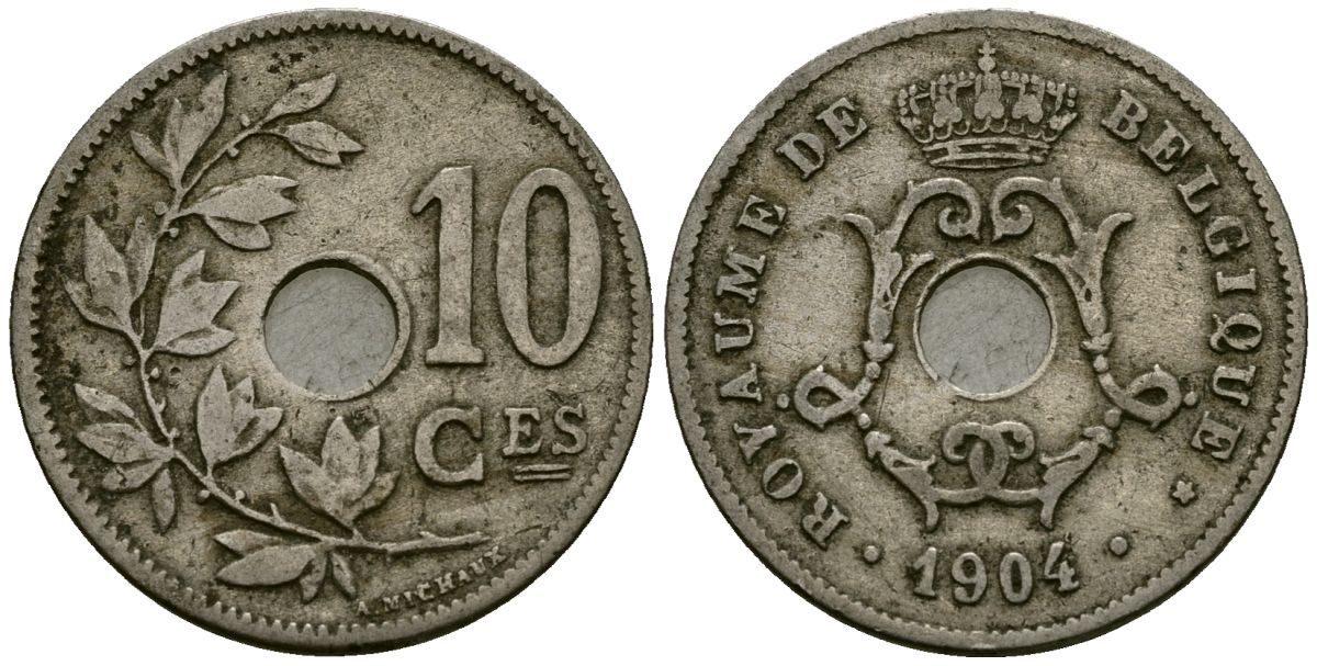 Бельгия 10 сантимов 1904 Belgique KM 52 медно-никель 4172-755