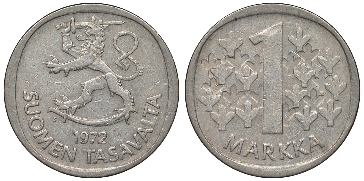 Финляндия 1 марка 1972 KM 49A медно-никель 4681-117