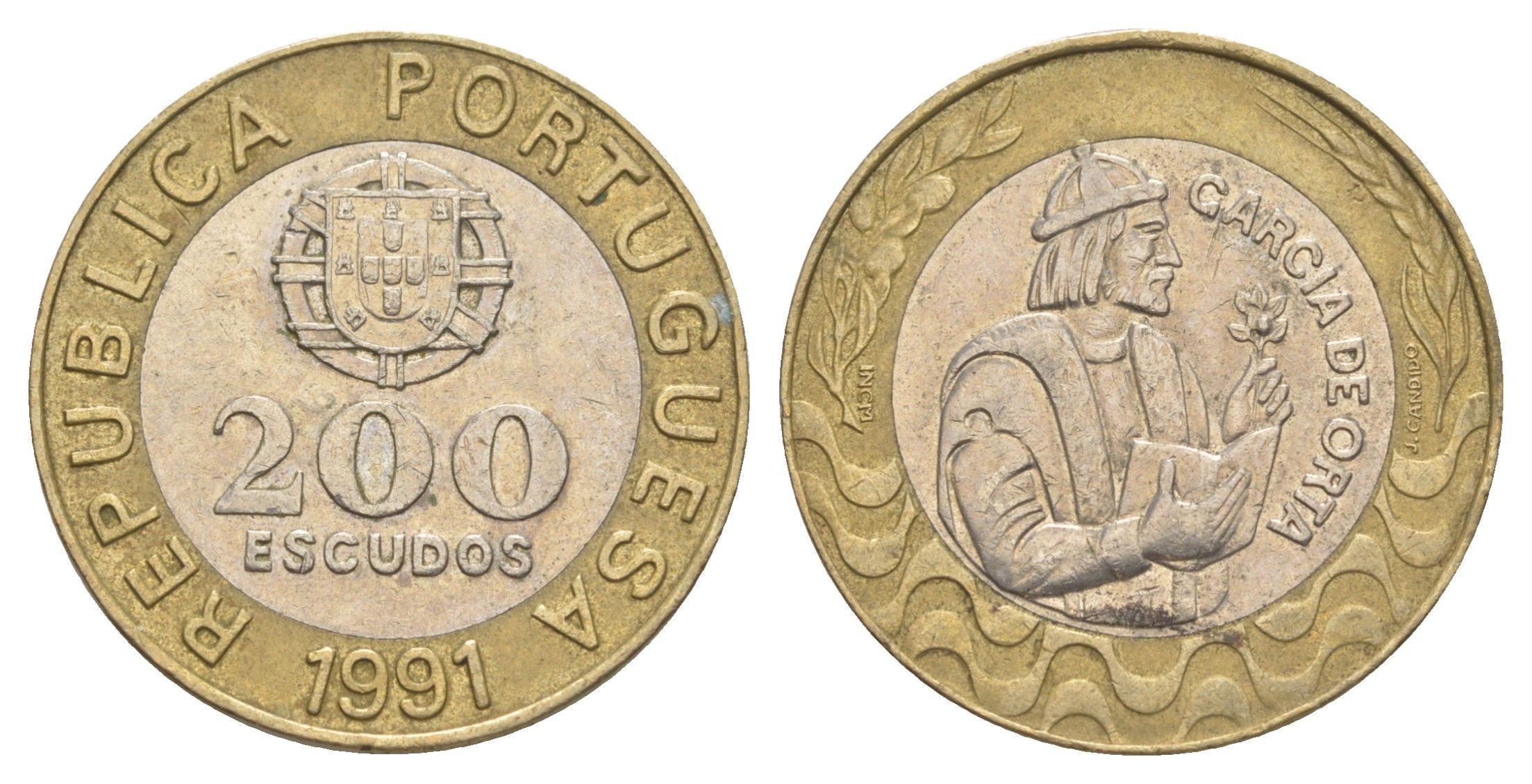 Португалия 200 эскудо 1991 Гарсия Де Орта (1501-1568) KM 655 биметалл 4393-1056