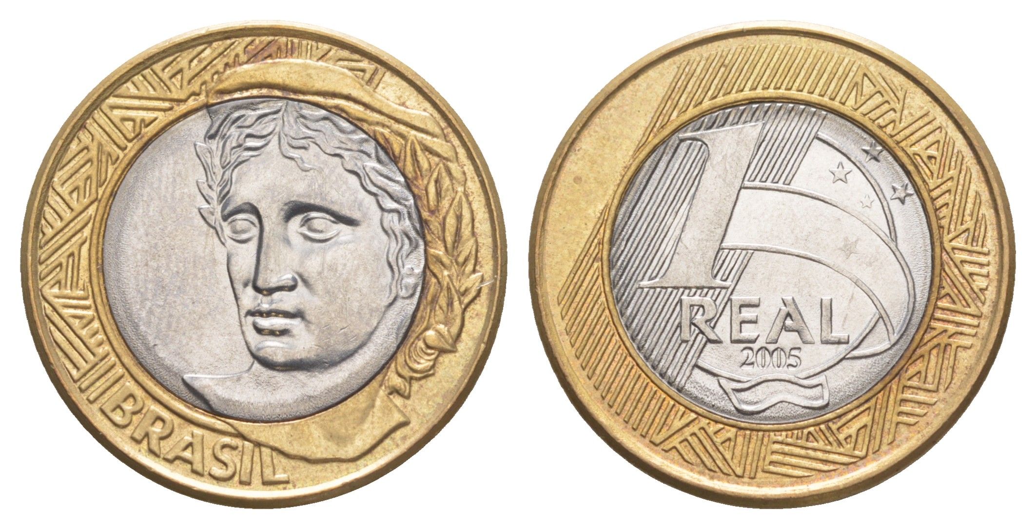 Бразилия 1 реал 2005 KM 652a биметалл UNC 4646-113