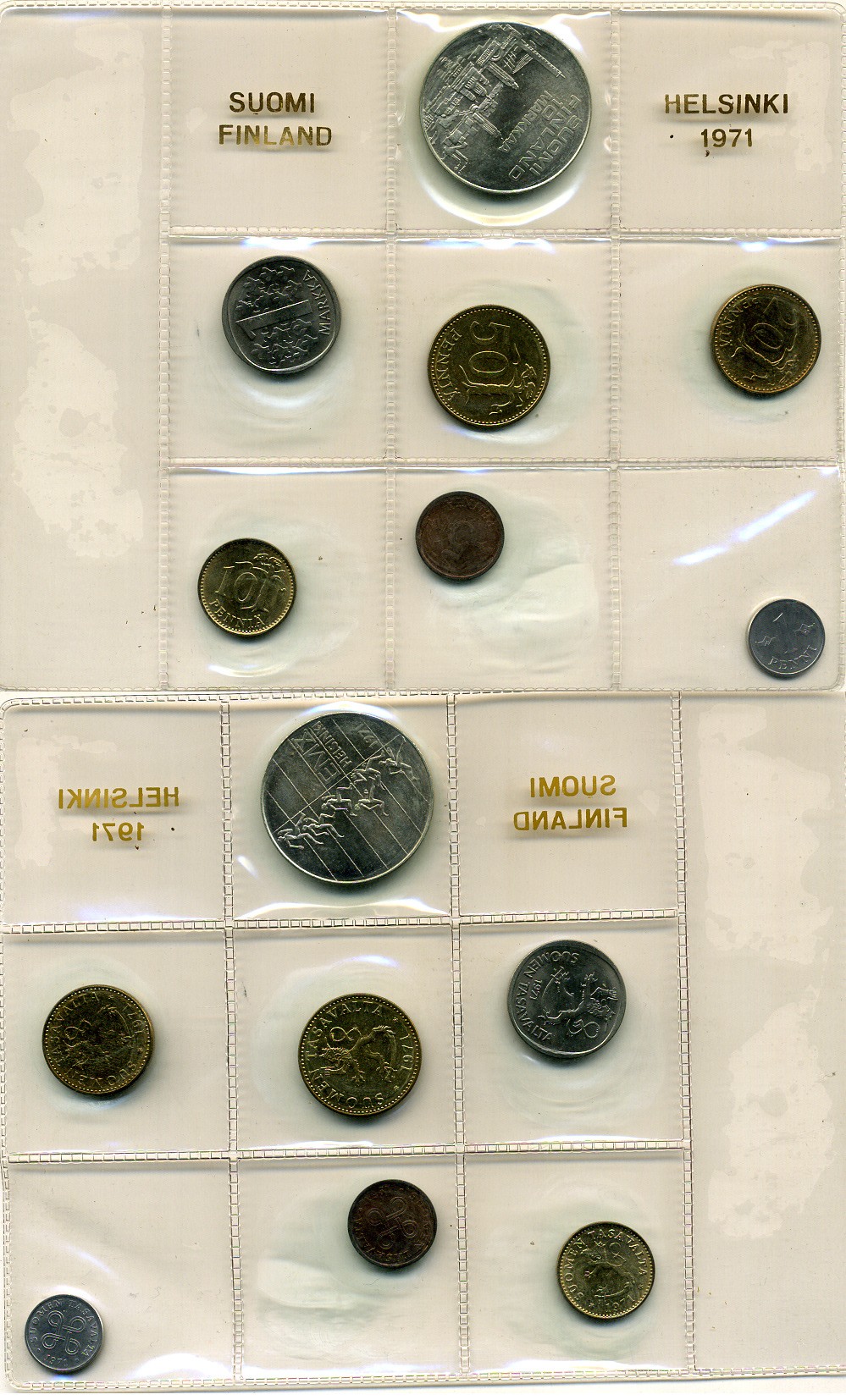 Финляндия госнабор из 7 монет включая  10 марок 1971 в оригинальной упаковке UNC 3-4-1-47