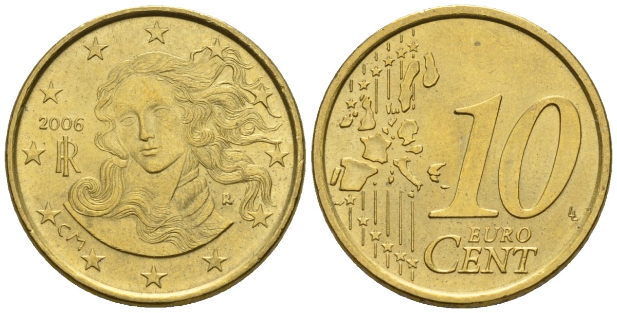 Италия 10 евроцентов 2006 KM 213 нордик 4147-754