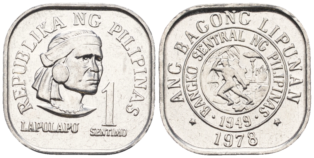 Филиппины 1 сентимо 1978 вождь острова Мактан Лапу-Лапу KM 205 алюминий  UNC  220-1136