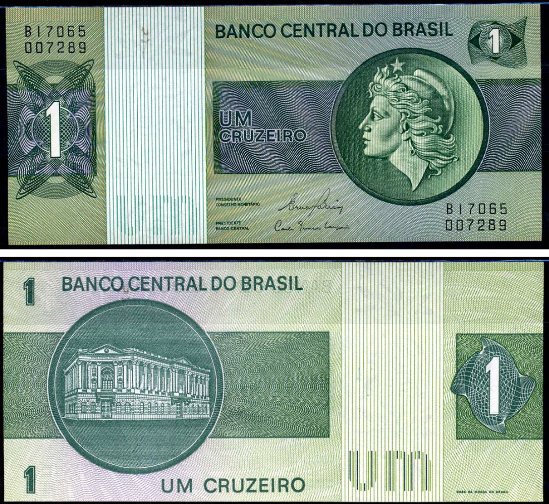 Бразилия 1 крузейро 1980 Центральный банк Бразилии Pick 191 Ac бумага UNC (пресс) 6317-42-3-2