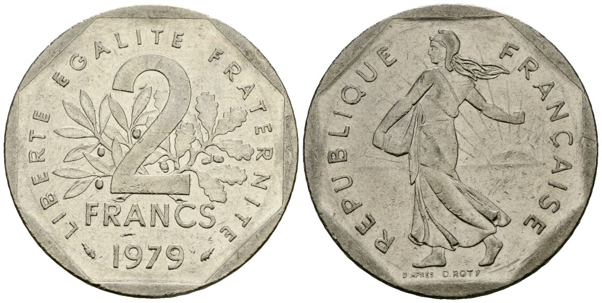 Франция 2 франка 1979 сеятель KM 942.1, Le Franc 272.3 никель 4120-1044