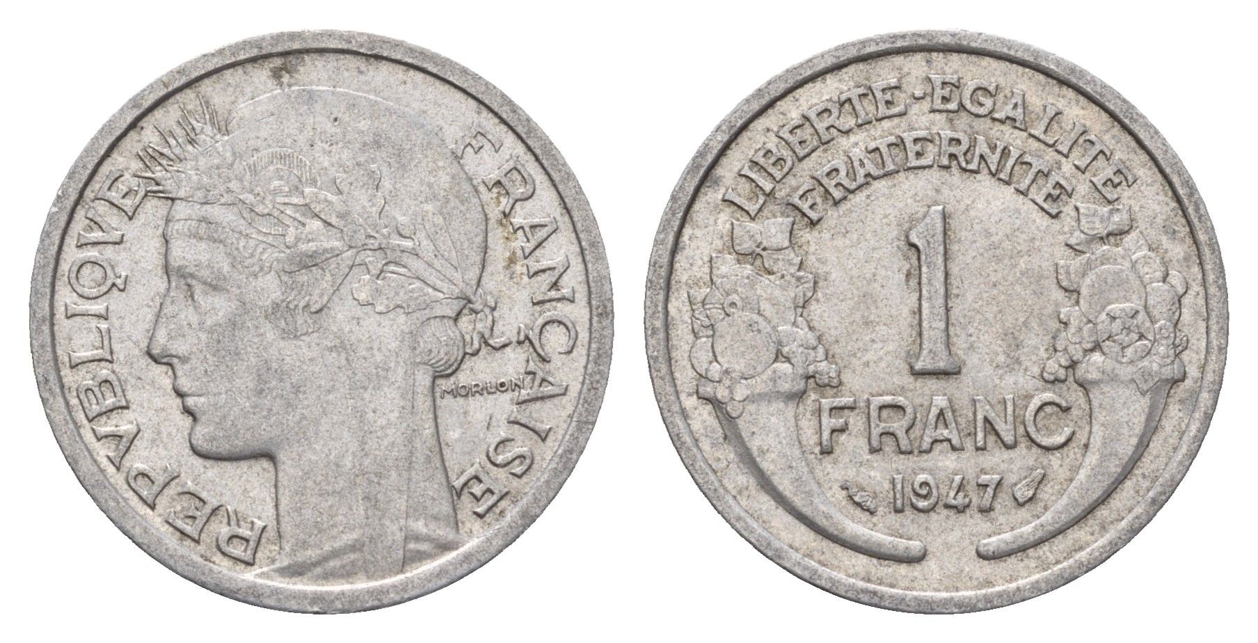 Франция 1 франк 1947 KM 885a.1 алюминий 4118-351