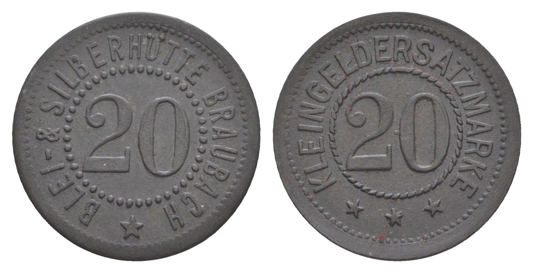 Браубах 20 пфеннигов ND Men05 3392.6, Men18 4316.6 цинк 4582-932