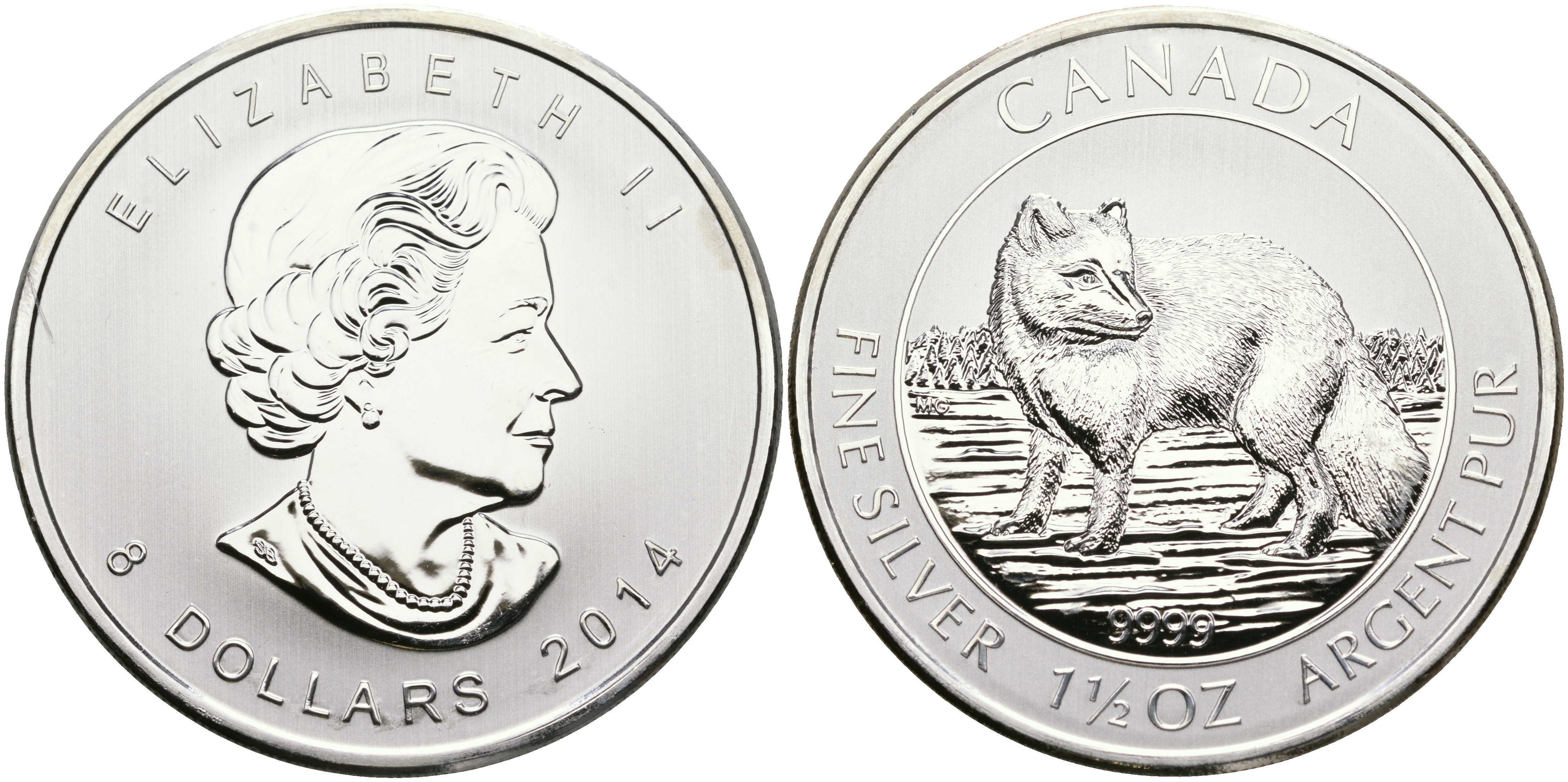 Канада 8 долларов 2014 северный волк KM NEW серебро UNC 06-244-41