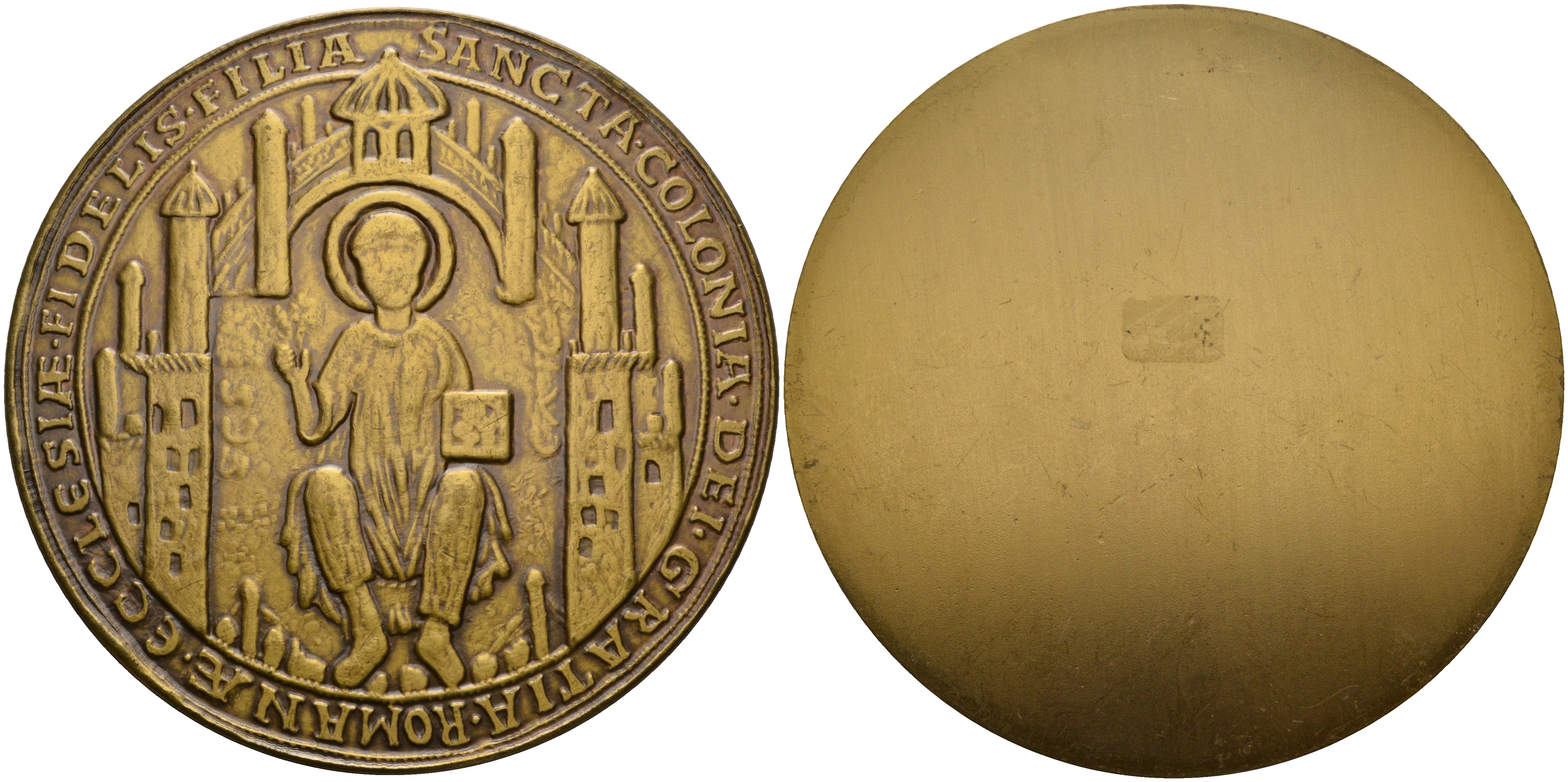 Италия медаль ND Римские колонии, диаметр 91,5 мм. вес 180 гр. желтый металл 8-1-04-31