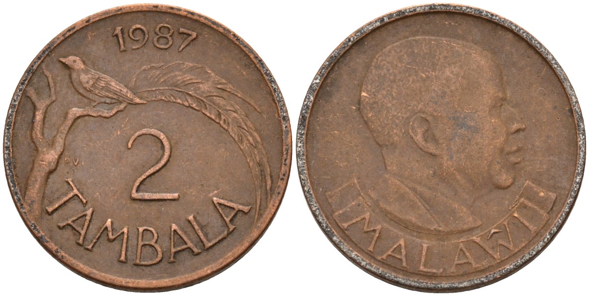 Малави 2 тамбалы 1987 KM 8a сталь плакированная медью 4141-725