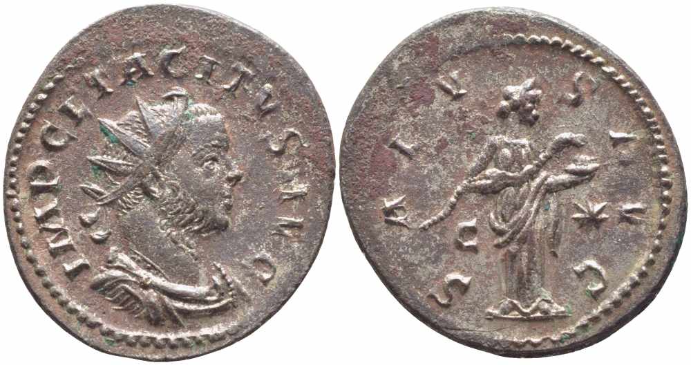 Римская Империя аврелианиан 276 Тацит SALVS AVG Лугдун about Extremely fine RIC 57 бронза, серебрение 1073-16-104