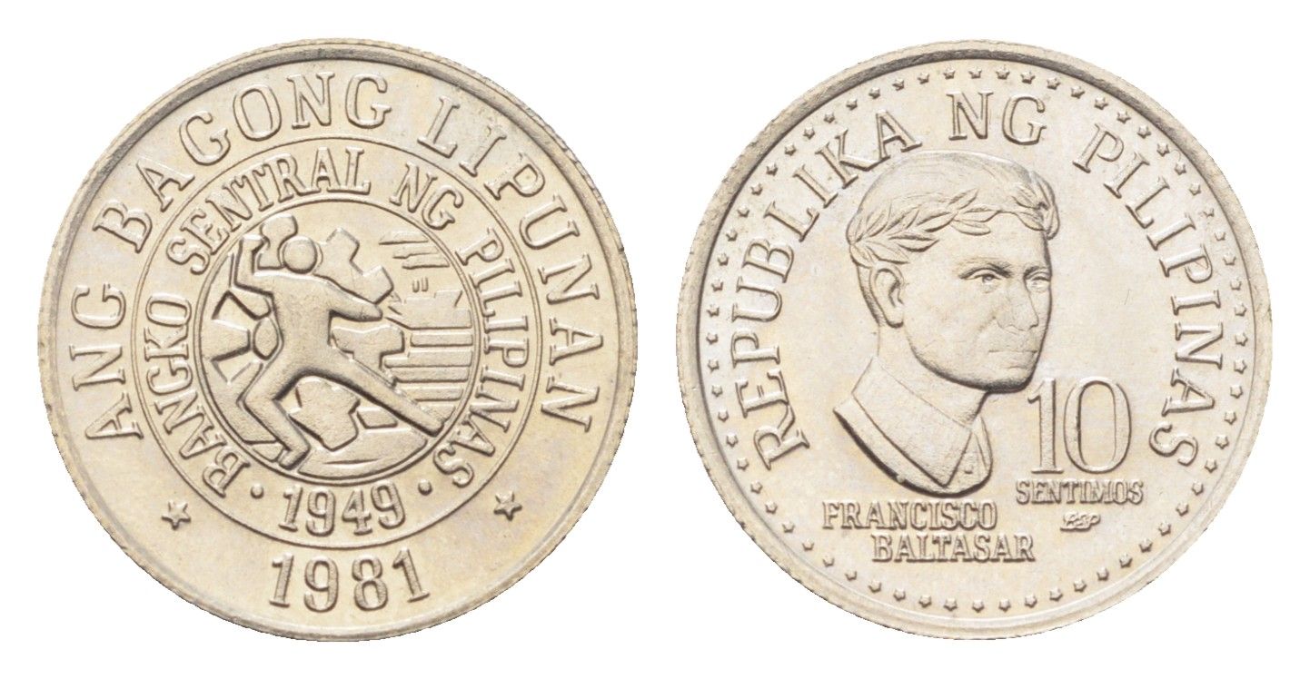 Филиппины 10 сентимо 1981 KM 226 медно-никель UNC 4705-755