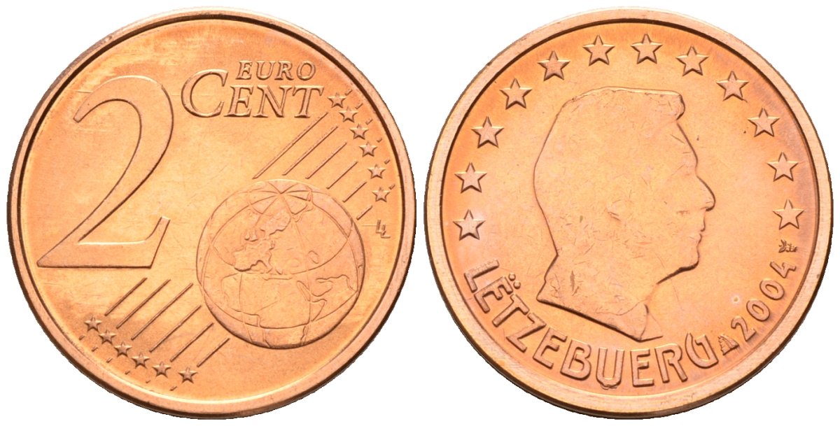 Люксембург 2 евроцента 2004 KM 76 сталь плакированная медью UNC 4147-811
