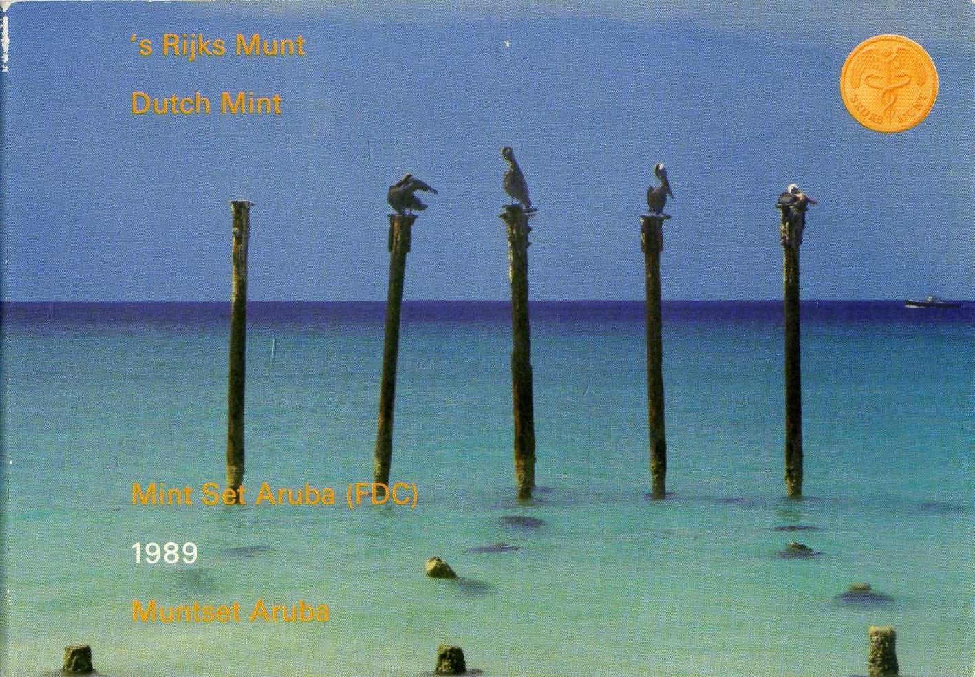 Аруба официальный набор из 6 монет 1989 в оригинальном буклете, с жетоном монетного двора KM MS4 UNC 2-5-2-33