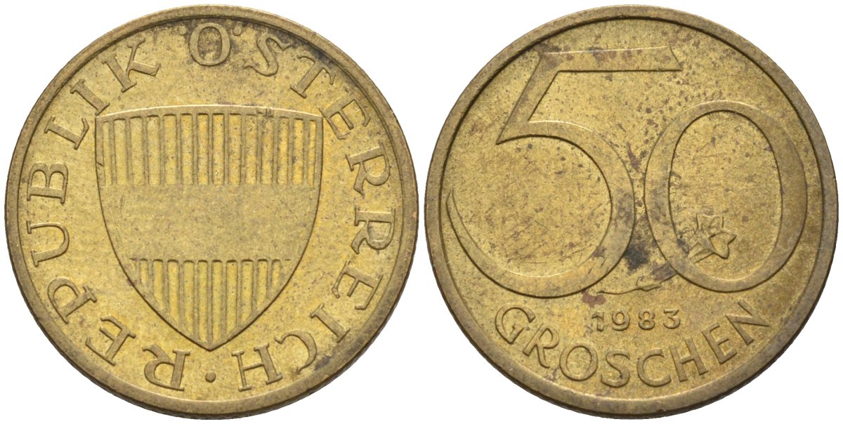 Австрия 50 грошей 1983 KM 2885 алюминиевая бронза 4116-931