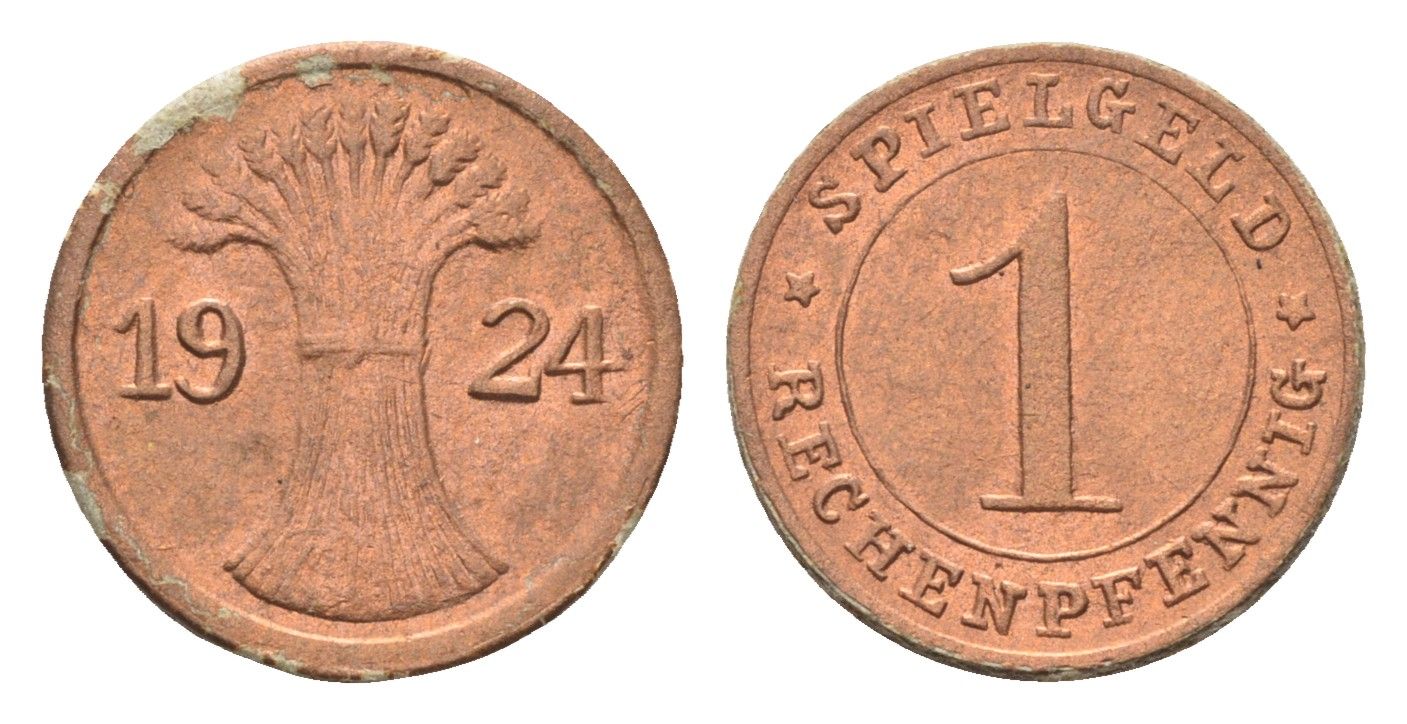 Германия игровой жетон в 1 рентенпфенниг 1924 диаметр 17 мм картон 4702-939