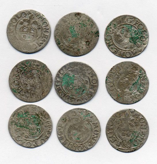 ПОЛЬША ЛОТ ИЗ 9 МОНЕТ В ПОЛТАРАК XVII век серебро M12-2-2