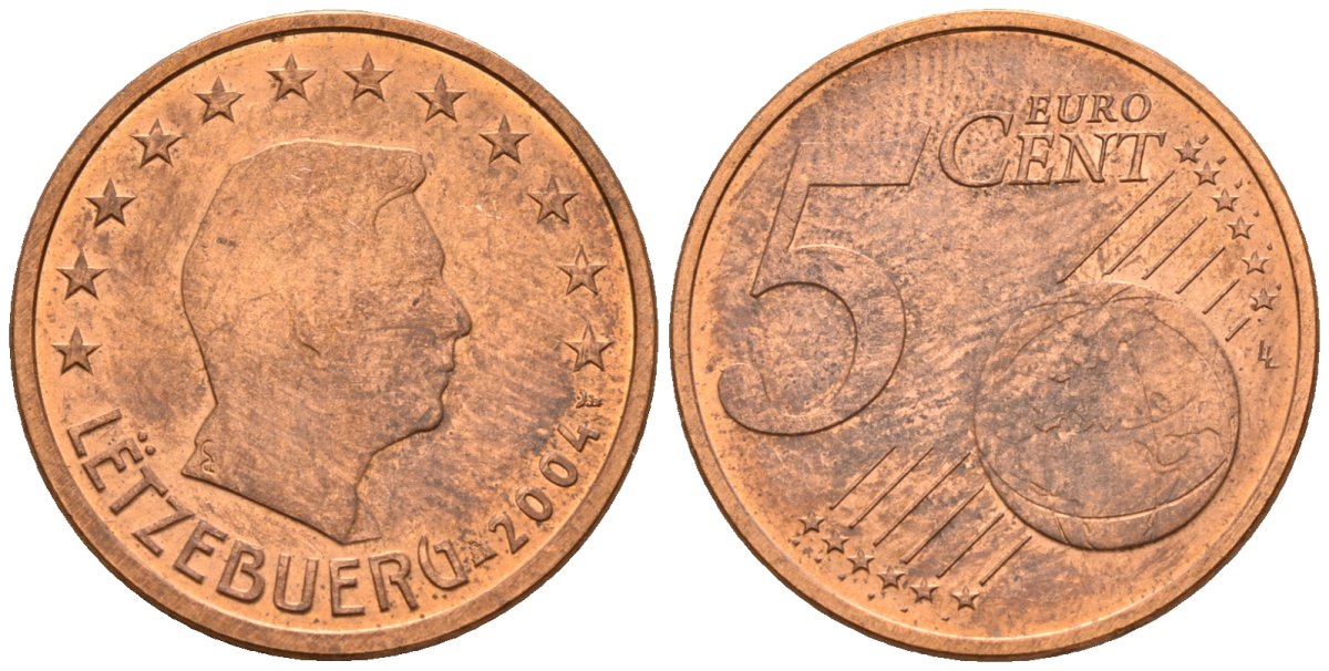 Люксембург 5 евроцентов 2004 KM 77 сталь плакированная медью 4147-817