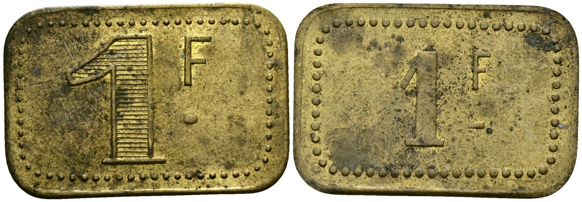 Франция 1 франк ND ресторанный жетон латунь 4166-142
