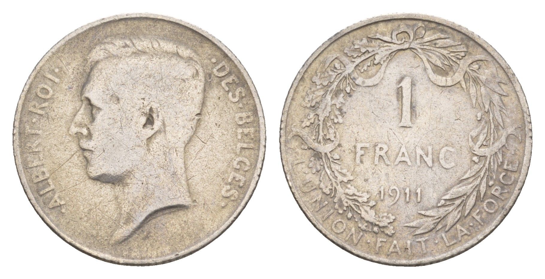 Бельгия 1 франк 1911 Des Belges, Альберт I (1909-1934) KM 72 серебро 4657-532