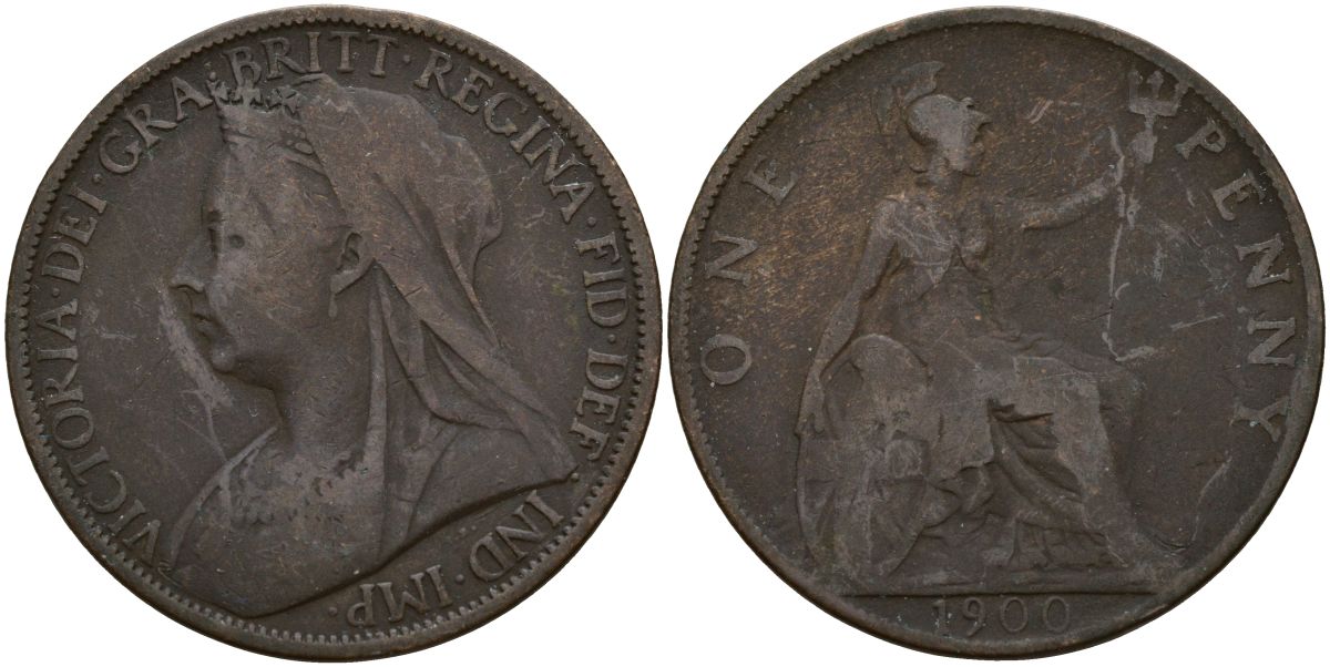 Великобритания 1 пенни 1900 Виктория (1837-1901) KM 790, Spink 3961 бронза 4149-315
