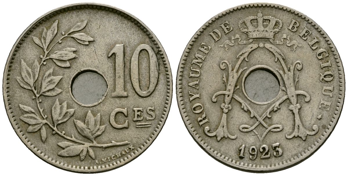 Бельгия 10 сантимов 1923 Belgique KM 85 медно-никель 4172-926