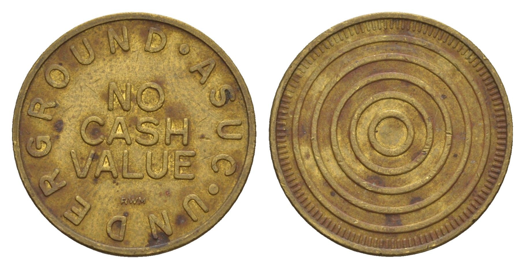 США игровой жетон ASUC Underground University of California диаметр 22 мм, вес 5,2 гр латунь 4656-455