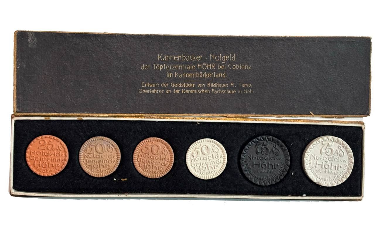 Германия (Хер (Кобленц)) набор из 6 нотгельдов (25, 50 и 75 пфеннигов) 1921 в оригинальной коробке Men05 11709.5, 11709.12, 11709.13, 11709.14, 11709.18, 11709.21 фарфор 1-4-6-10