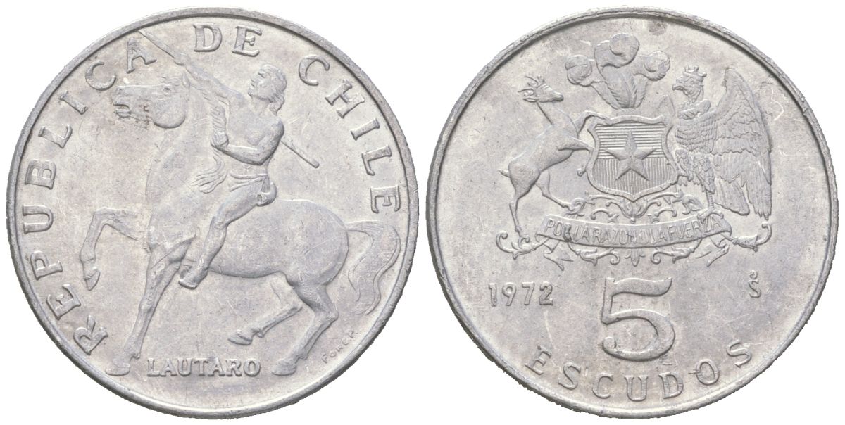 Чили 5 эскудо 1972 KM 199a алюминий 4121-1211