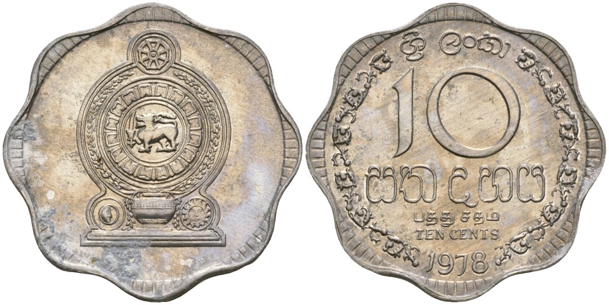 Шри-Ланка 10 центов 1978 KM 140a алюминий 4135-1212