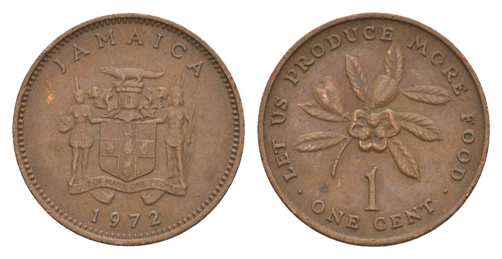 Ямайка 1 цент 1972 ФАО - Давайте производить больше еды KM 52 бронза 4649-1042