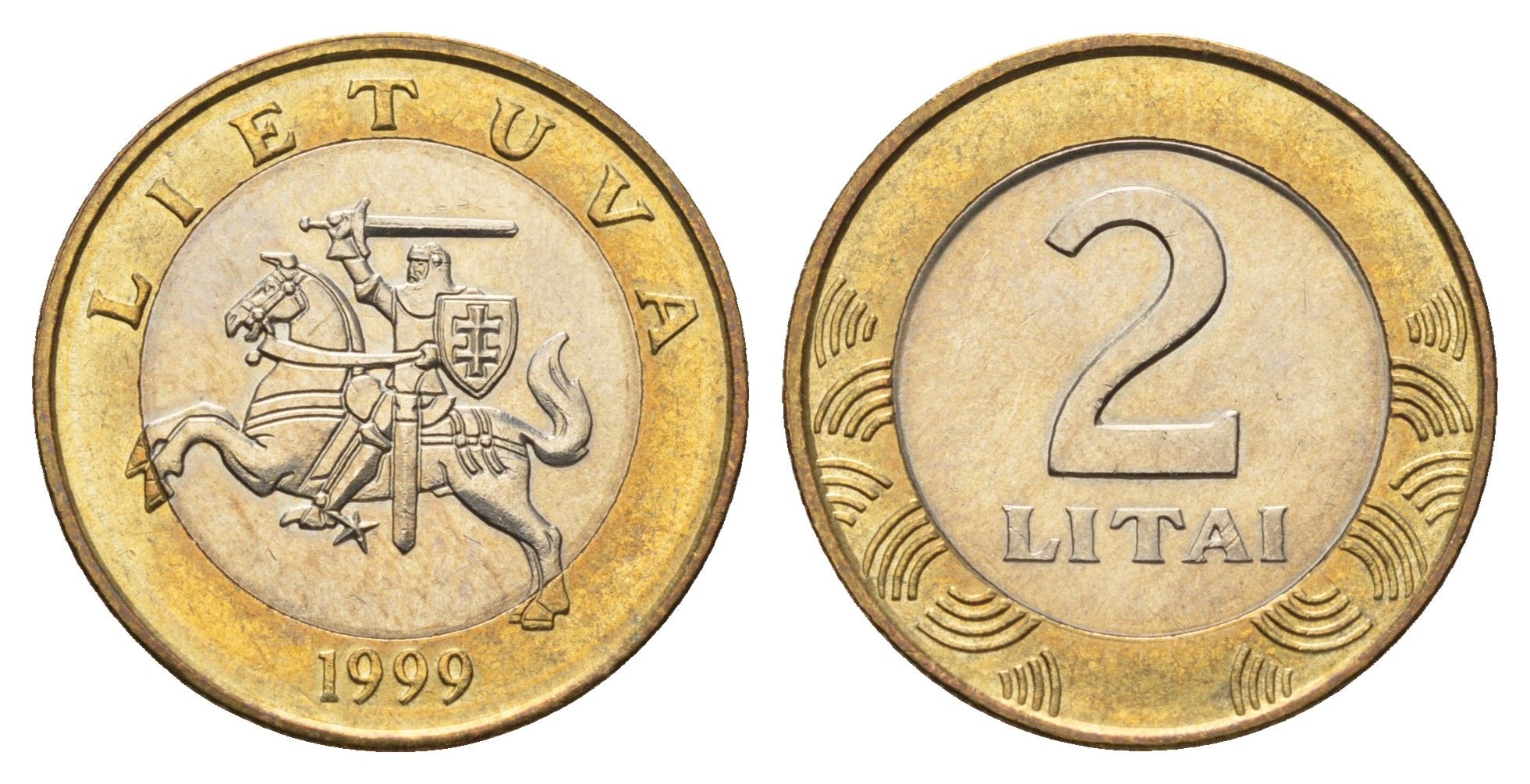 Литва 2 лита 1999 KM 112 биметалл UNC 4364-1943