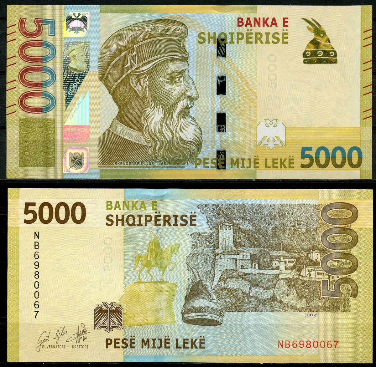 Албания 5000 леков 2017 Скандербег Pick NEW бумага UNC (пресс) 451-587-1