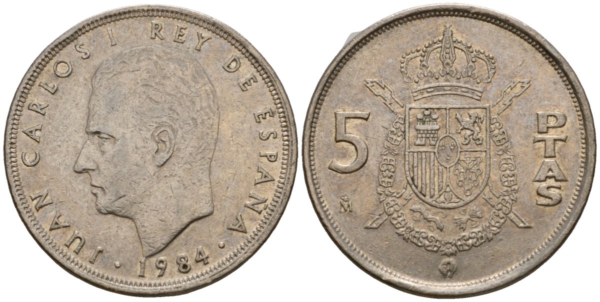 Испания 5 песет 1984 Хуан Карлос I (1975-2014) KM 823 медно-никель 216-1035