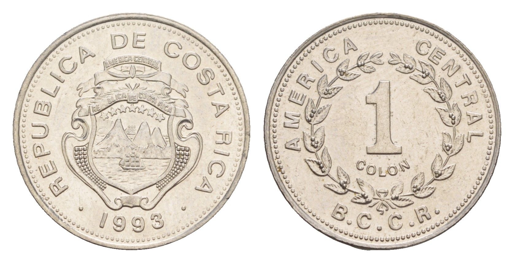 Коста-Рика 1 колон 1993 KM 210 нержавеющая сталь UNC 4656-956