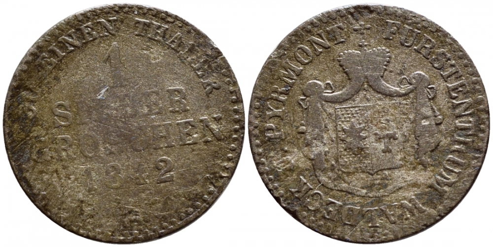 Вальдек-Пирмонт 1 грош 1842 A KM 77 серебро 443-224