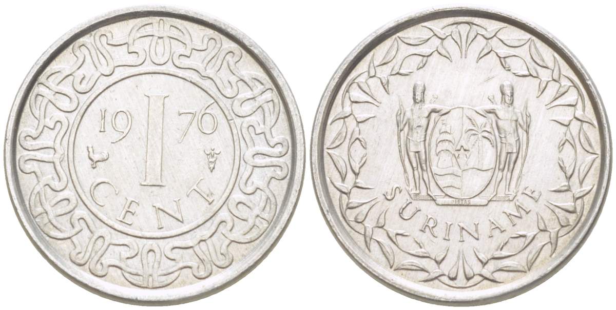 Суринам 1 цент 1976 KM 11а алюминий 4525-531