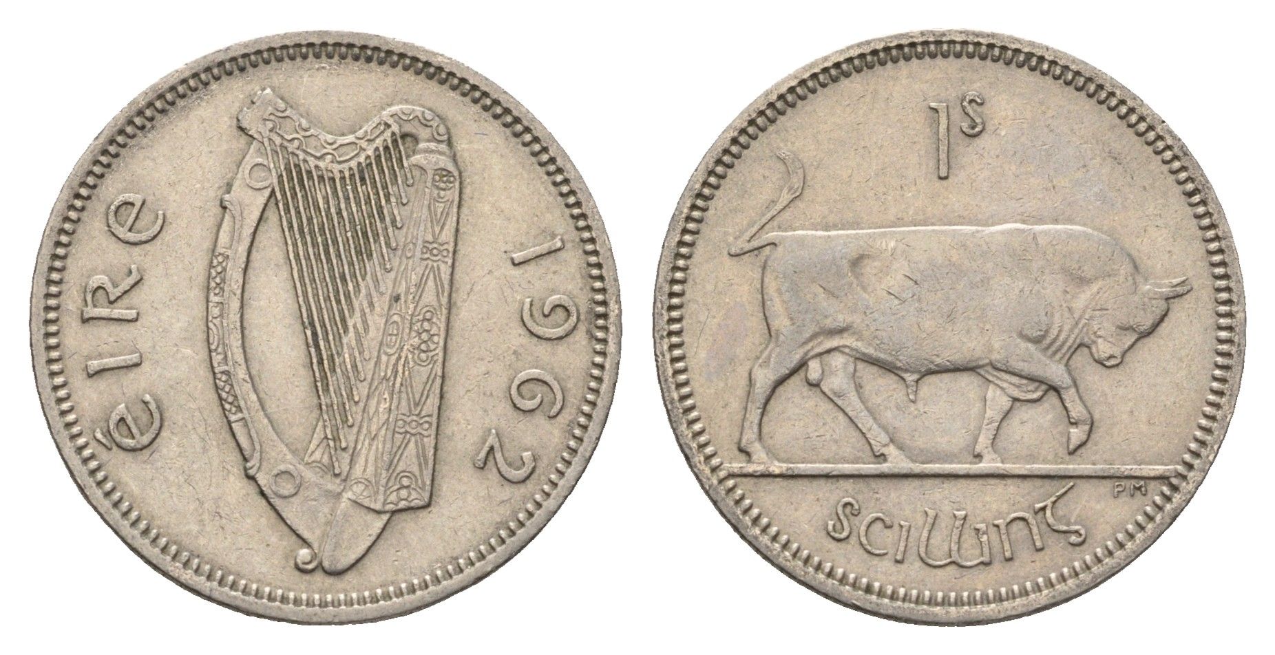 Ирландия 1 шиллинг 1962 бык KM 14a медно-никель 4175-1146