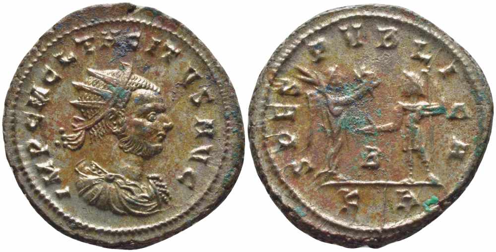 Римская Империя аврелианиан 275 Тацит SPES PVBLICA Кизик Extremely fine RIC 208 var бронза, серебрение 1073-16-54