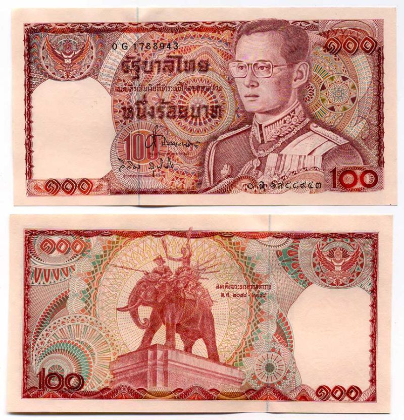 Таиланд 100 батов 1978 король Рама IX, подпись 62 Pick 89 (15) бумага UNC (пресс) 00-000-00