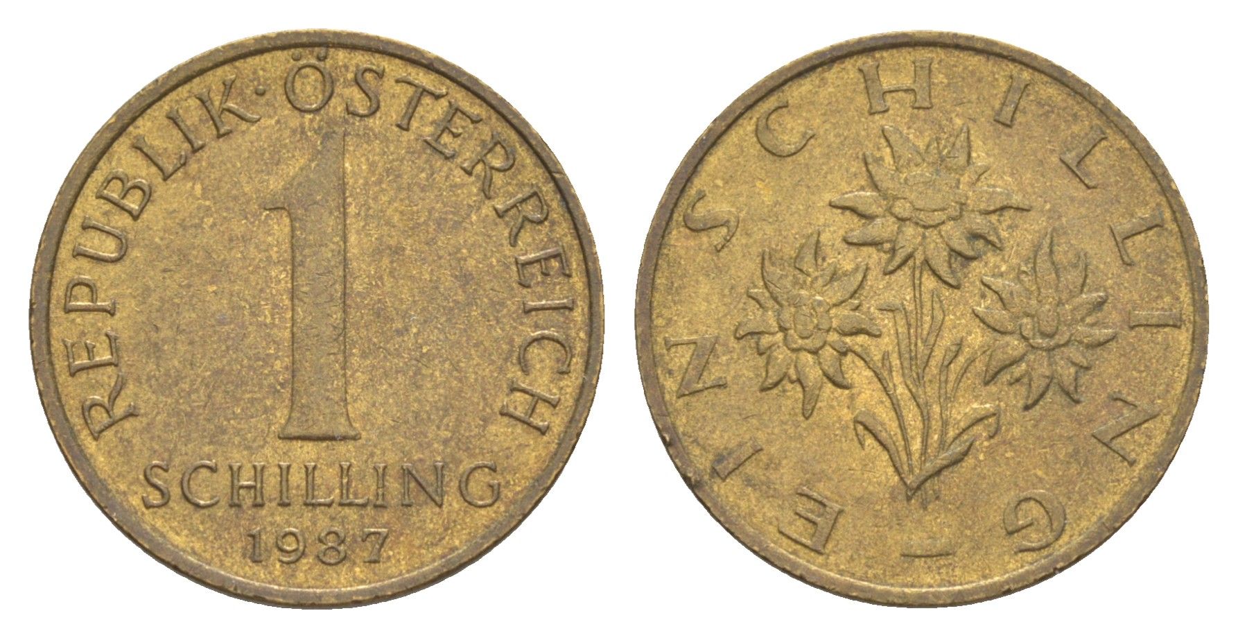 Австрия 1 шиллинг 1987 KM 2886 алюминиевая бронза UNC 4561-1242
